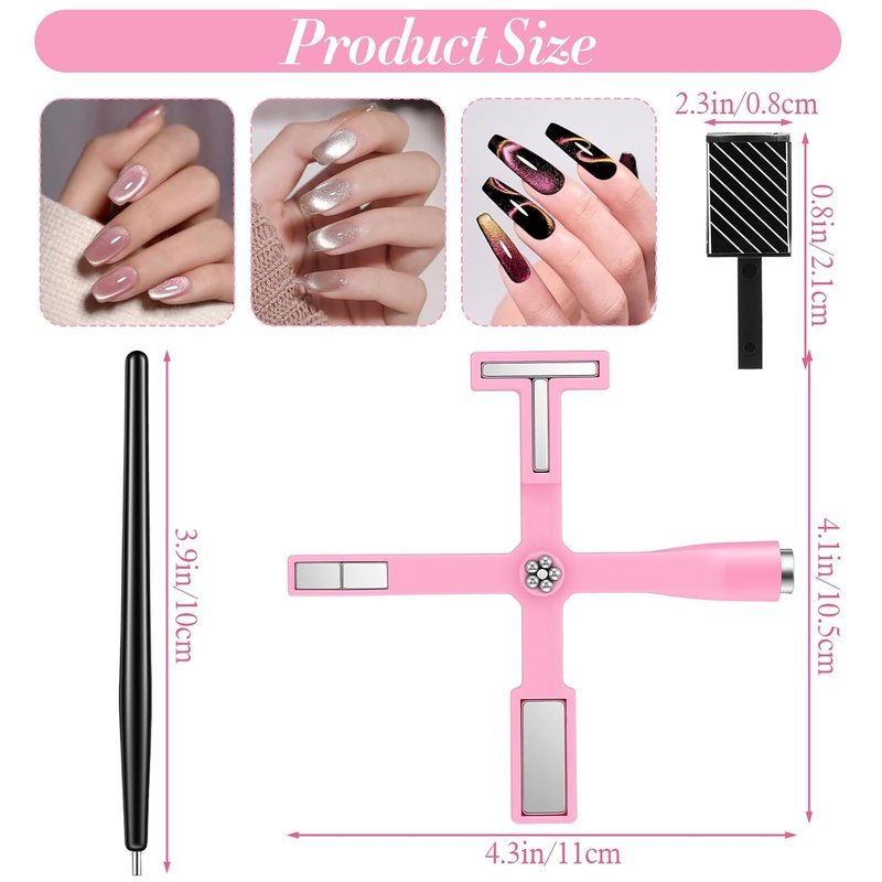 Skiennix 11 Pcs Cat Eye Magnet Tools Set - 5 In 1 Nail Art Design Kit for Stunning 3D Effects