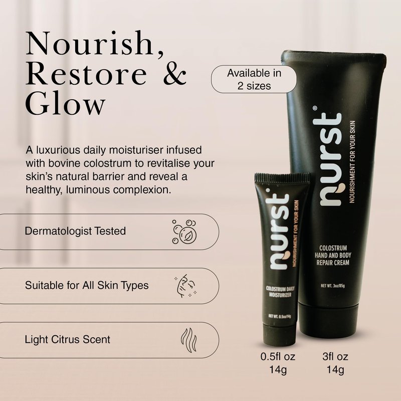 Nurst Colostrum Daily Face Moisturizer - Lightweight Hydrating Cream with Natural Citrus Scent - Daily Facial Moisturizer for All Skin Types - Niacinamide Hyaluronic Acid 0.5 Fl oz.