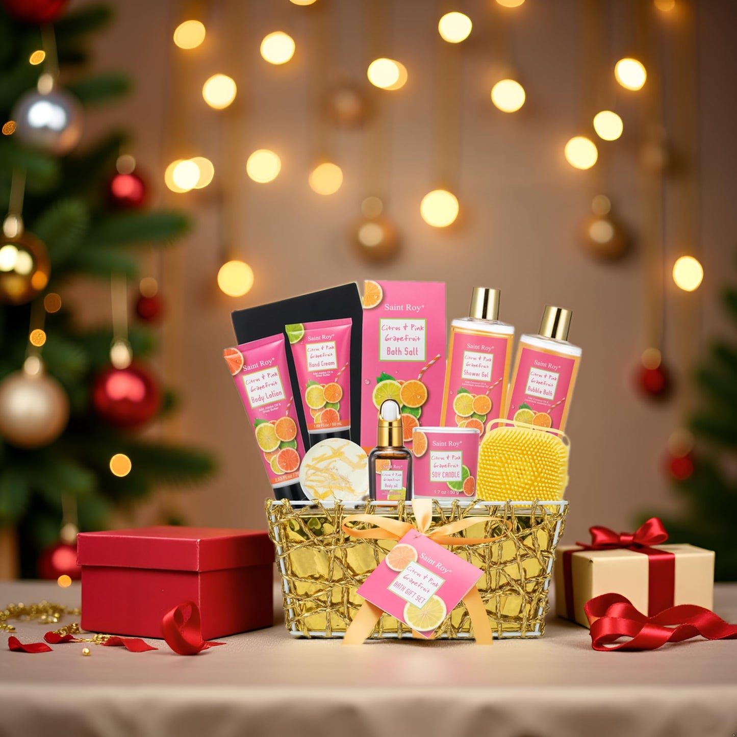 11Pcs Bath & Body Set Spa Gift Basket for Women Men, Self Care Bath Kit