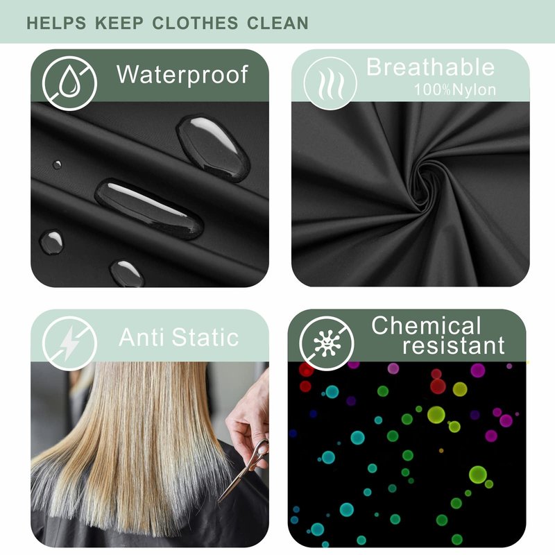 Izzycka Hair Color Cape - Salon Client Gown Robes, Large Barber Cape With Pocket - Waterproof Spa Wrap - Cutting Robe - Kimono Style - Black