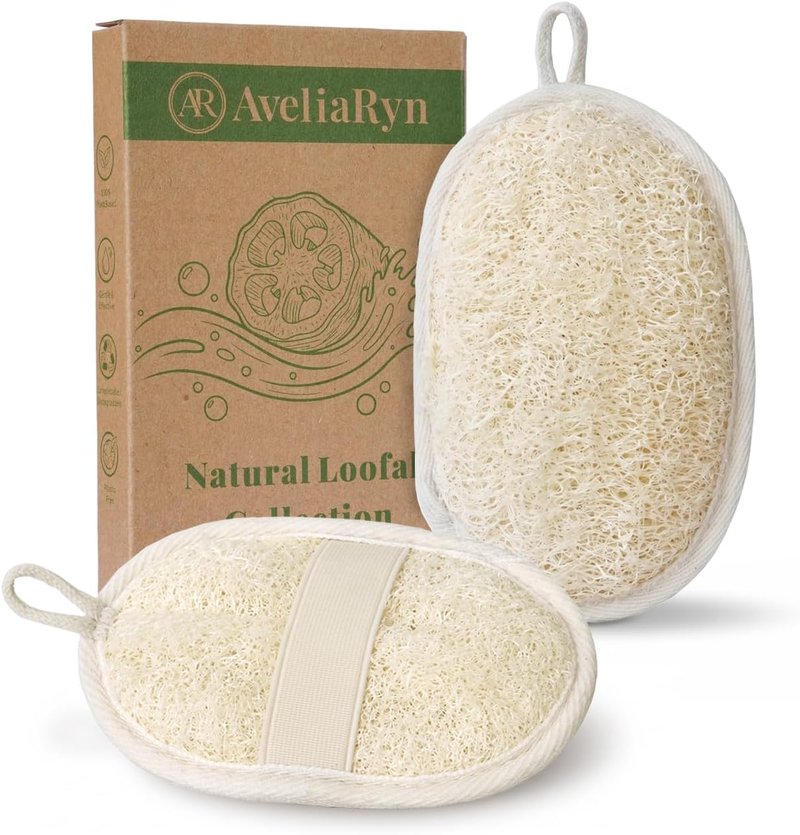 Natural Egyptian Loofah | Exfoliating Body Scrubber - Eco-Friendly Double-Sided Bath Sponge (2-Pack)