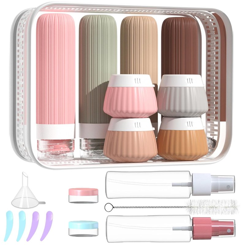 NuvaConx 18Pack Travel Bottles for Toiletries TSA Approved Silicone Travel Containers for Toiletries, Leak Proof Refillable Liqus Shampoo And Conditioner travel Essentials toiletry Bottles (BPA Free)