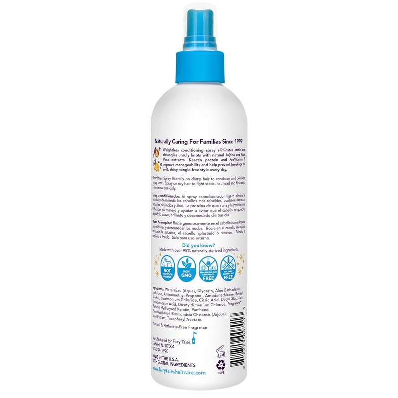 Fairy Tales Tangle Tamer Detangling Spray - Static-Free Formula for Kids - 12 oz, Paraben & Sulfate Free