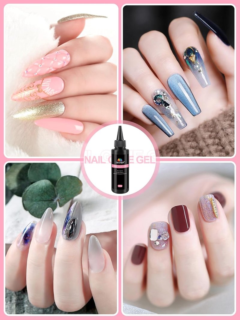 100g/3.52oz Gel Nail Glue, EBANKU Press on Nails Glue for Acrylic Nail Tips Super Strong Solid Soft Gel for Fake Nails Extension, Long Lasting, UV Lamp Required, High Capacity, Pointed Bottle Nozzle