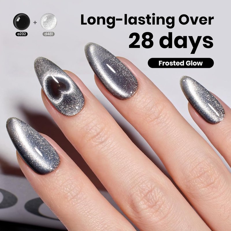 Beetles Silver Cat Eye Gel Nail Polish - 15ML Frosted Glow Glitter for Stunning DIY Manicures | Soak Off UV Velvet
