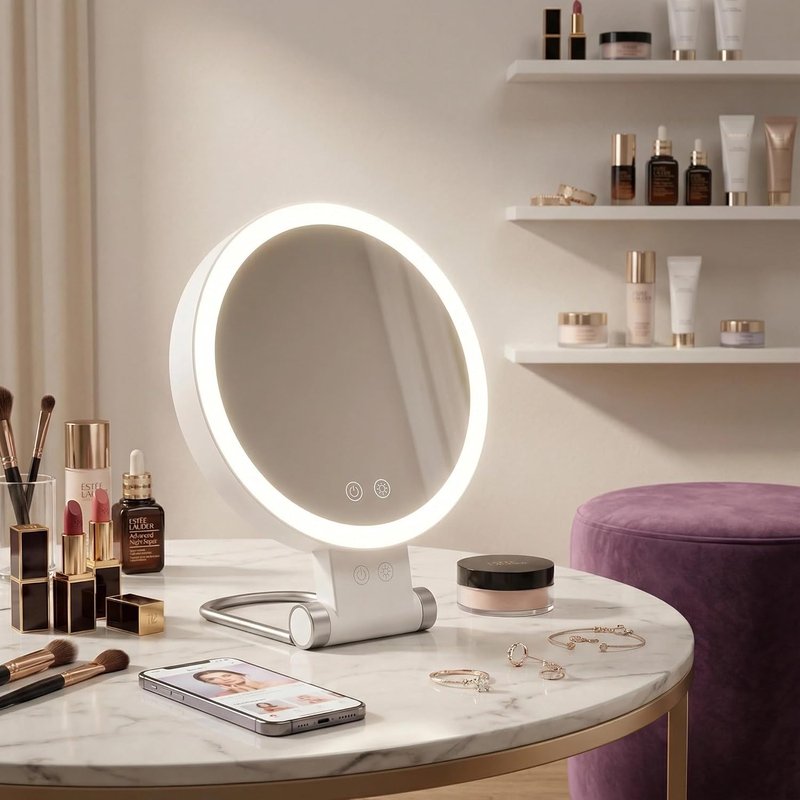 Makeup Mirror with Lights - 1X/30X Magnifying, Adjustable 3 Color Light | Rechargeable, Smart Memory, Perfect Gift for Women