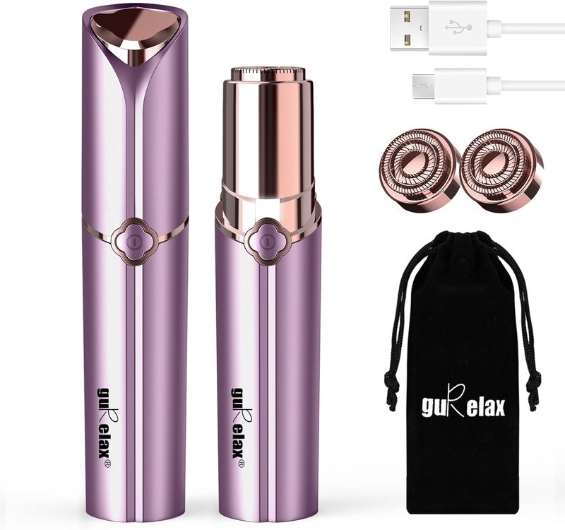 Facial Hair Removal for Women – Painless Facial Hair Remover & Hair Removal Device for Lips, Chin & Peach Fuzz, As Seen on TV, Rechargeable with 2 Replacement Heads & LED Light
