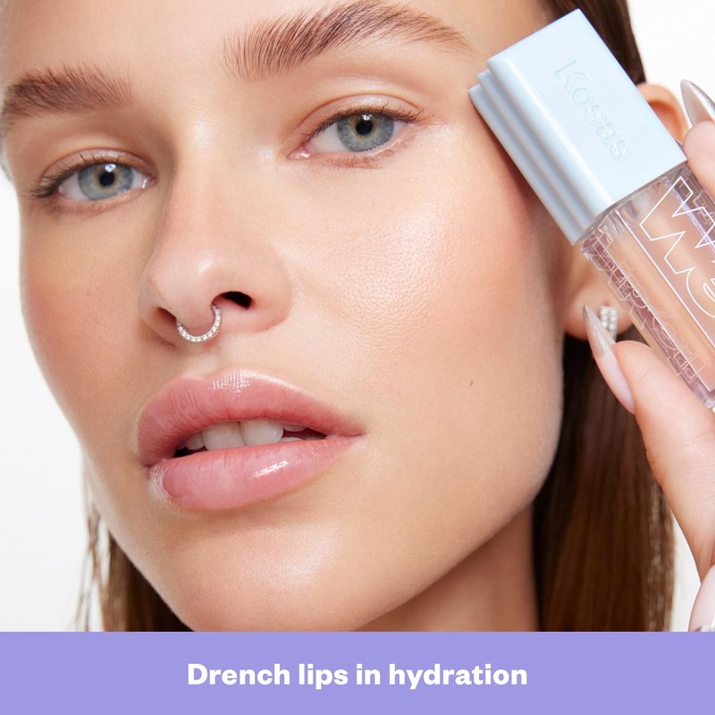 Kosas Wet Lip Oil Gloss - Hydrating Lip Plumping Treatment with Hyaluronic Acid & Peptides, Non-Sticky Finish (Jellyfish)