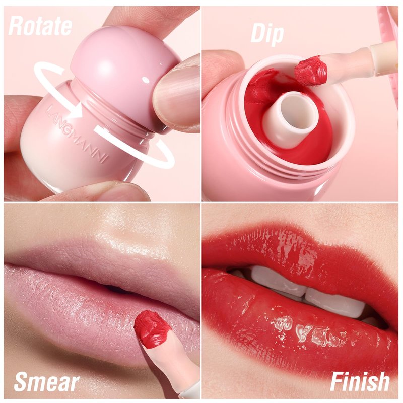 LANGMANNI Pudding Glow Lip Balm | Velvet-Smooth Lip Gloss for Nourished, Glowing Lips | Hydrating, Non-Sticky Glossy Tinted Lip Balm Makeup 0.28 Oz (#5+#6, 2)