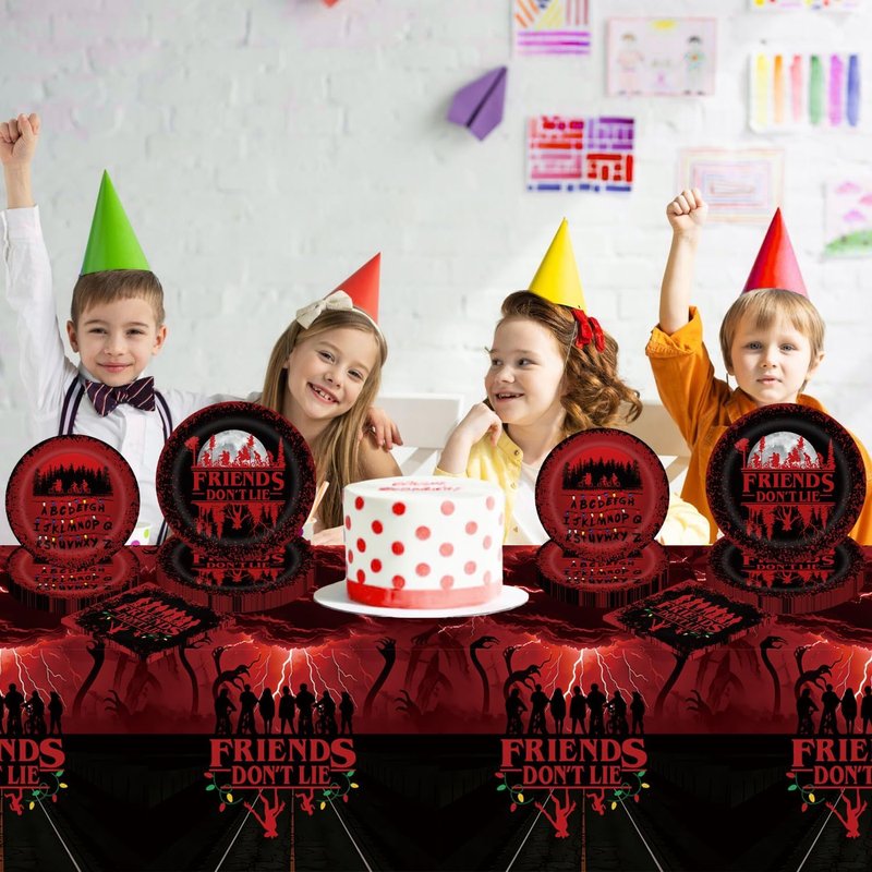 Red & Black Birthday Party Decorations Set | 20 Paper Plates, 20 Napkins & Waterproof Tablecloth by [Brand Name]