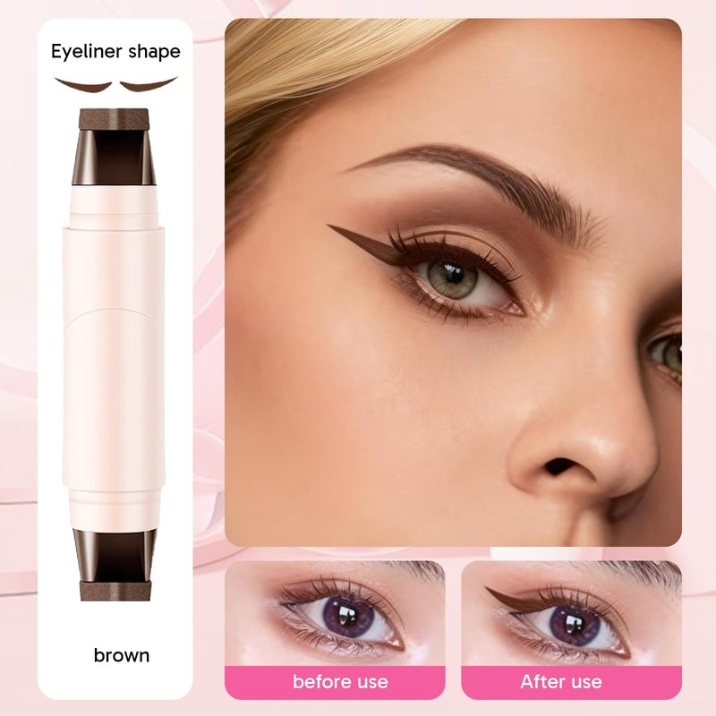 Hubaltuye 2PCS Rotating Eyeliner Stamp Pen, With 100 Dual-Ended Cotton Swabs, Waterproof, Smudge-Proof Wing Eyeliner Stamp, Easy to Create Exquisite Makeup, Ideal For Beginners & Daily Use