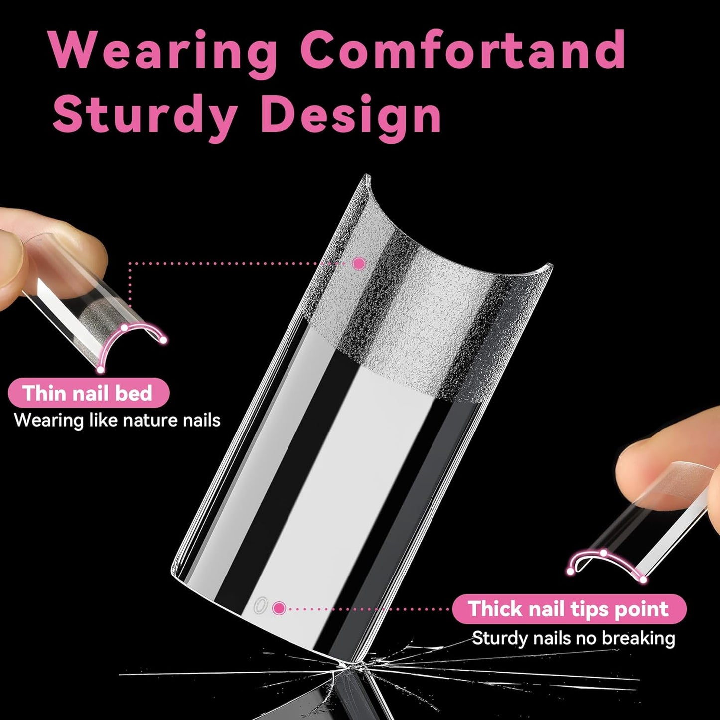 UNA GELLA Medium Square Nail Tips - 216 Pcs Clear Half Cover Gel Nails for DIY & Salon Use | Long-Lasting Matte Finish