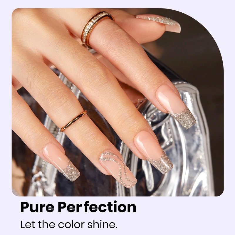 Beetles Silver Gel Nail Polish - Silver Party, 15ml Glitter Gel Polish, Soak Off UV LED Needed Nail Art Manicure Salon DIY Design at Home Summer Gifts for Woman