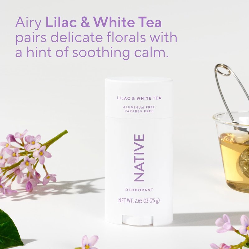 Native Deodorant Contains Naturally Derived Ingredients, 72 Hour Odor Control, Deodorant for Women and Men, Aluminum Free, Lilac & White Tea 2.65oz