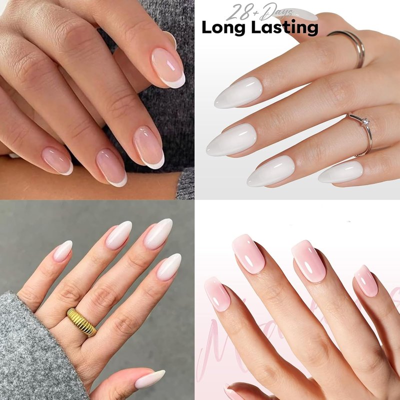 Modelones Gel Nail Polish Set - 2 Pcs 15ml French Manicure Kit in White & Nude Pink | Soak Off UV LED Gel for DIY Nail Art