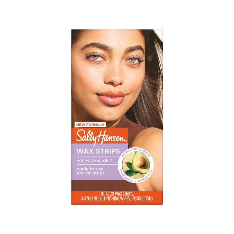 Sally Hansen Wax Kit Wax Strips for Face & Bikini| Vegan, Dermatologist Tested, Long-Lasting Smooth Skin | 20 Count