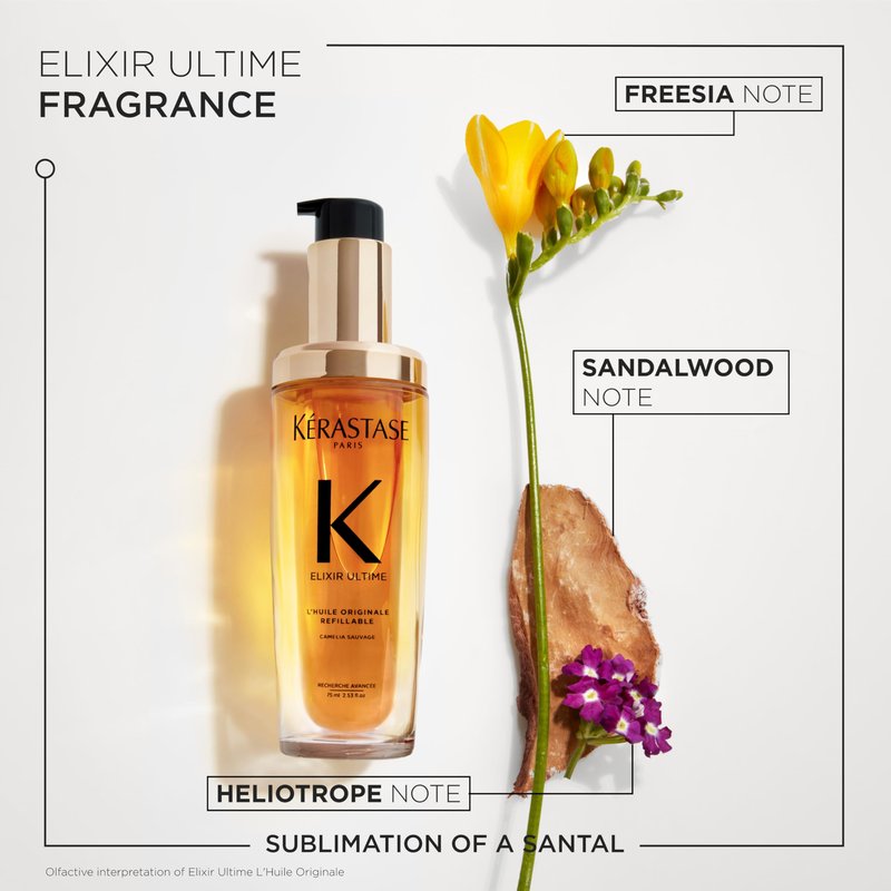 Kerastase Elixir Ultime Refillable Hair Oil - Hydrates & Smoothes Frizz, Adds Shine, With Wild Camellia, Nourishes & Strengthens Hair, For All Hair Types