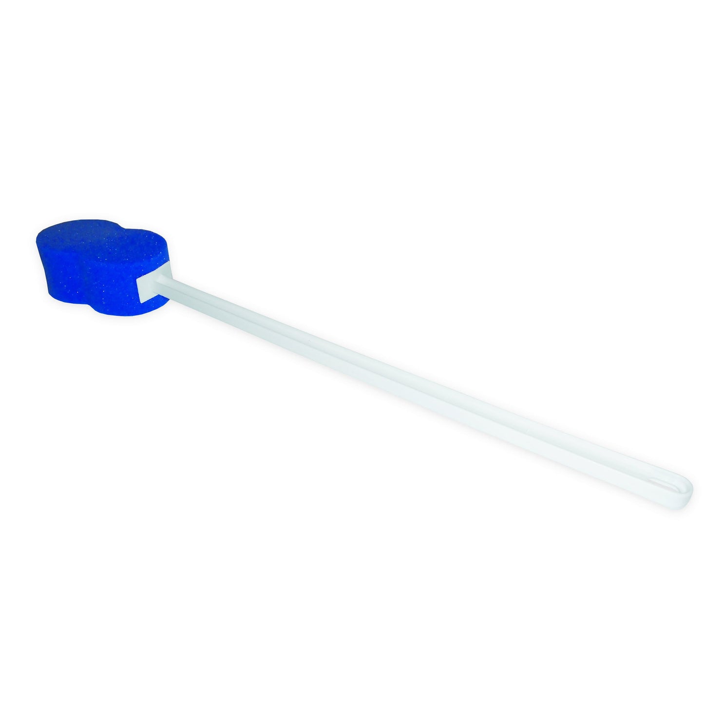 Rehabilitation Advantage Long Handle Bath Sponge – 18" Extra Long Handle with Soft Blue Hourglass Sponge (4.5" x 2") | Personal Hygiene & Mobility Aid for Seniors, Disabled, Limited Reach