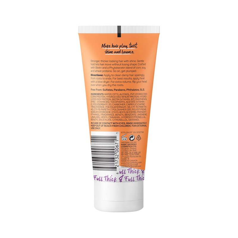 Marc Anthony Hair Thickening Styling Cream for Thin & Flat Hair, Instantly Thick - Volumizing Hair Cream with Biotin, Lightweight Hold for Thicker Fuller Hair - Sulfate-Free Haircare Products
