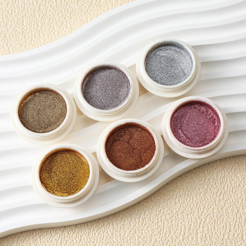 Chrome Nail Powder Set - 6PCS Metallic Mirror Pigment for Holographic Nail Designs | Rose Gold, Silver, Champagne