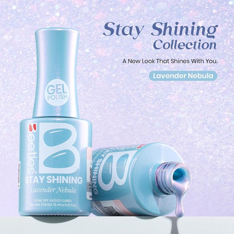 Beetles Pearl Gel Nail Polish - Lavender Nebula Blue Shimmer | 15ml Long-Lasting UV Gel for Stunning Nail Art