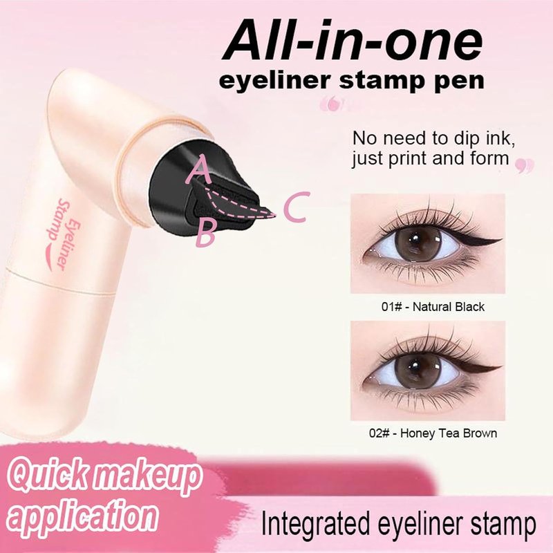 2 Pack Wing Eyeliner Stamp,Cat Eye Eyeliner Stencil Set,Waterpoof Smudge Proof Natural Liquid Eyeliner Stamp,Long-Lasting Foldable Eye Stencil Makeup Tool for Beginners(Black+Brown)
