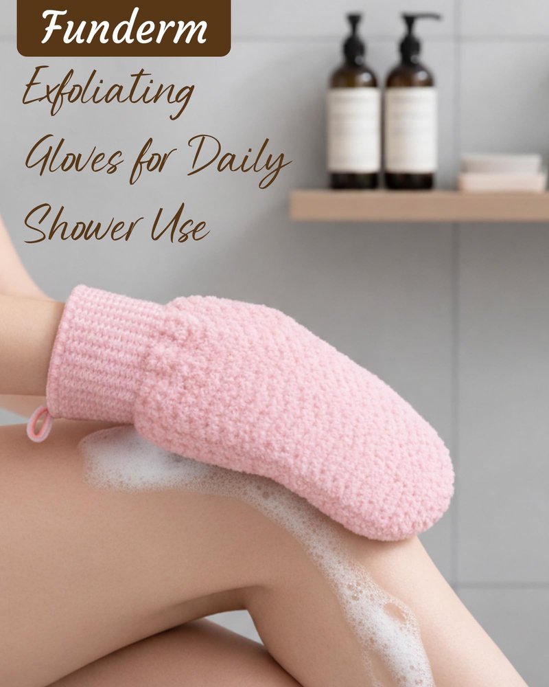 Exfoliating Gloves 2 Pack, Wave Texture Exfoliating Mitt for Dead Skin Remover, Body Scrub Gloves for Bath Shower, Korean Exfoliating Mitt, Loofah Alternative Body Scrubber for Women & Men