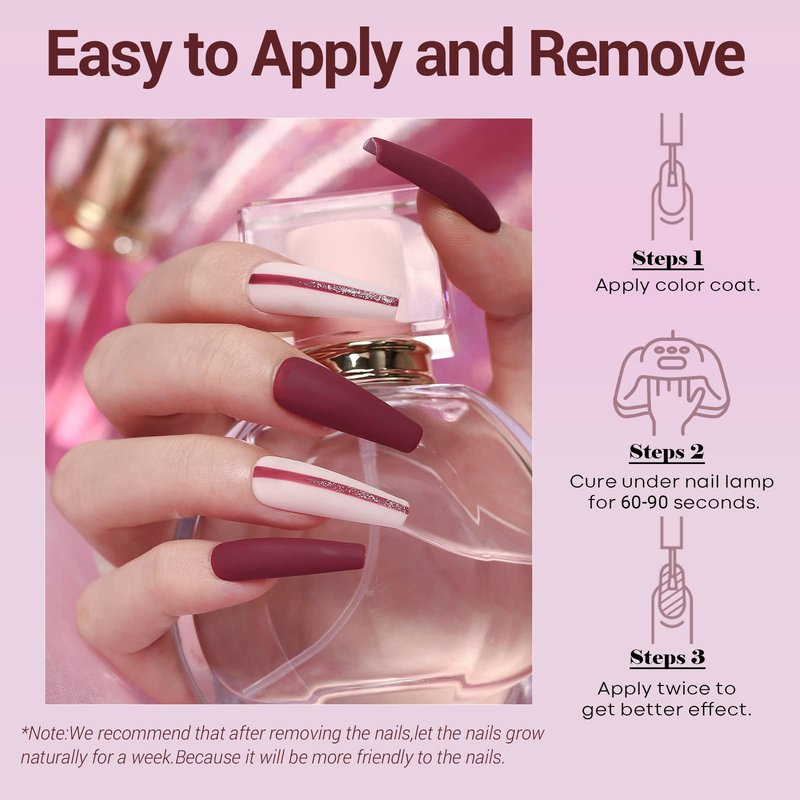 modelones Gel Nail Polish- 6 Colors Pink Brown Burgundy Red Gel Polish Set Peach Pastel Pink Nail Polish Kit Soak Off Manicure Set Nail Art Gift for Women DIY Home Salon