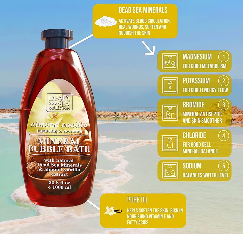 Dead Sea Collection Bubble Bath with Argan for Women and Men - Argan Oil and Pure Dead Sea Minerals - Nourishing and Moisturizing Skin - Pack of 2 (67.6 fl.oz)