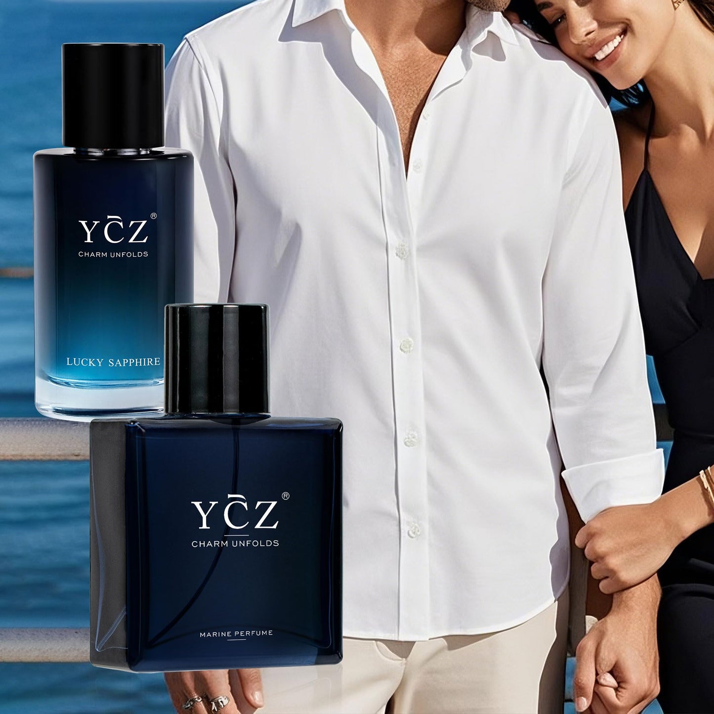 Ycz Eau de Parfum Ocean Savage Perfume Set, 1.7oz(50ml) Woody Citrus Scent and Sweet Flower Fruit Men Perfume, Highquality Long Lasting, Sleek Bottle Design, Christmas Gifts Ideal