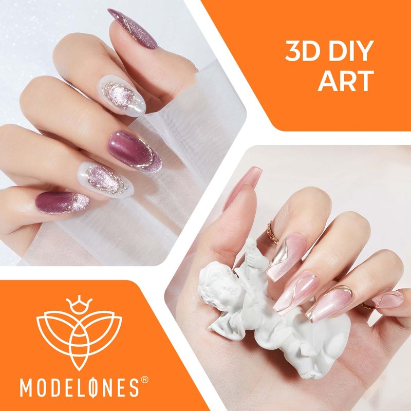 Modelones 3D Gel Nail Art - Sculpting Gel Glue for Molding & Design | No Wipe, UV Light Cured, Salon & DIY Use