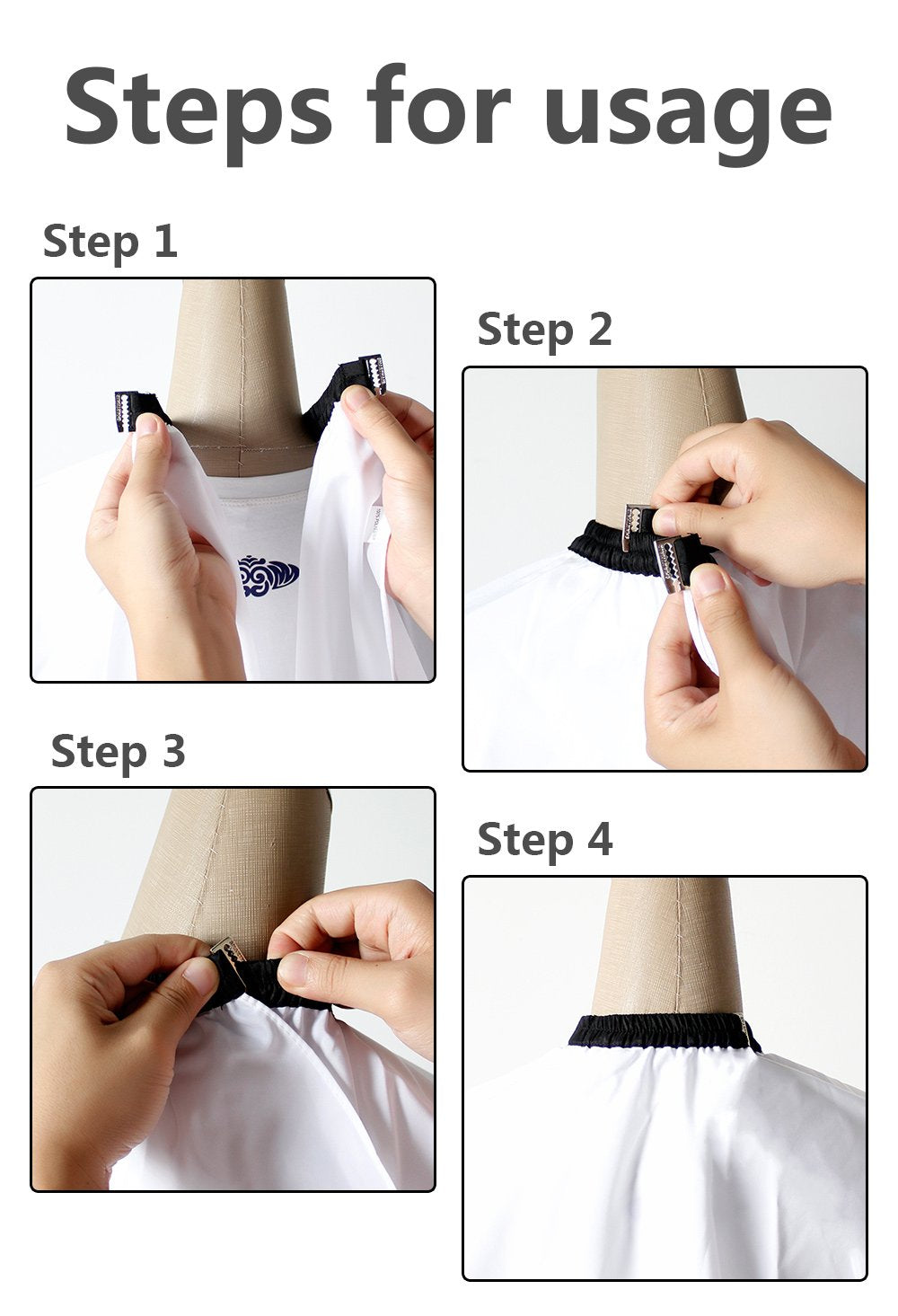 SMARTHAIR Professional Salon Cape Polyester Haircut Apron Barber Cape,54”x62”,White,C026005B