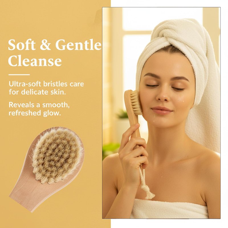Dry Brush Set-4 Packs Natural Boar Bristle Dry Brushing Body Brush Exfoliating, Face, Foot, Bath Brush for Face and Body for Cellulite Lymphatic Drainage(Set A)