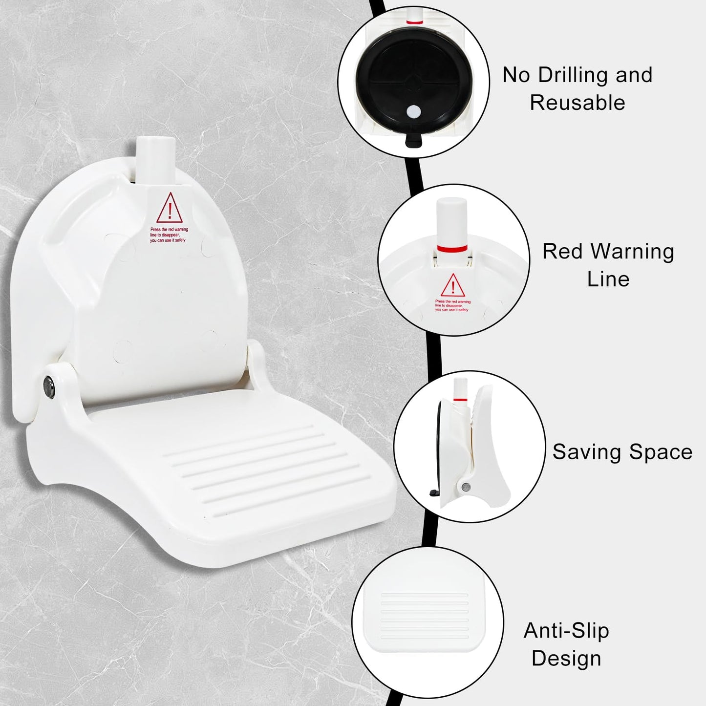 ZMJY Shower Foot Rest, Strong Suction Cup Foldable Foot Stool for Shaving Legs in Shower, No Drill Bathroom Foot Rest with Anti-Slip Surface for Elderly, Pregnancy, Portable for RV Travel