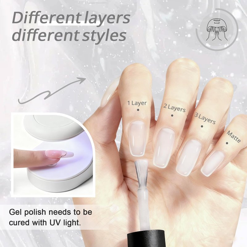 JODSONE Jelly White Gel Nail Polish - Elegant Crystal Gloss for DIY Nail Art | 18ml Large Capacity