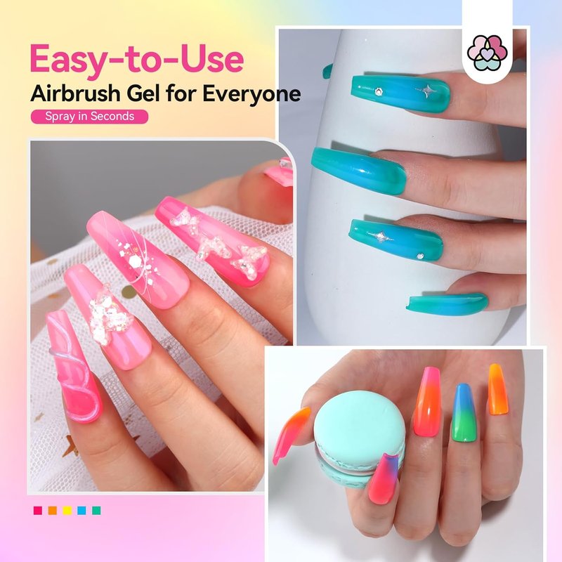 SAVILAND Airbrush Gel Nail Polish Hema-Free: Dilution-Free Colorful Airbrush Nail,12 Colors 15ml Non-Acetone for Nails French Manicure DIY Salon & Party & Bar Social Nail Art