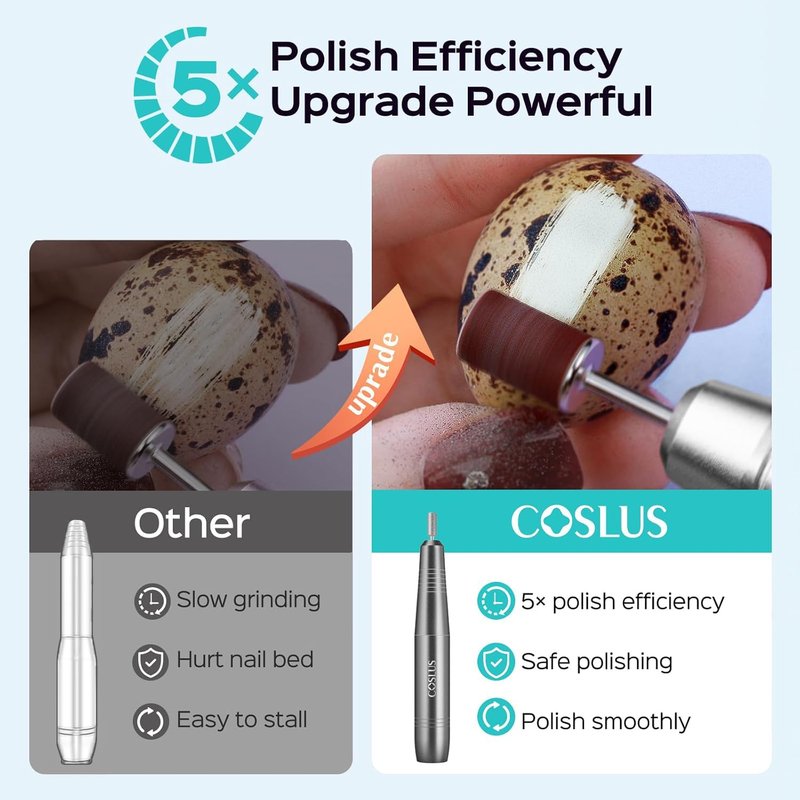 COSLUS C40 Electric Nail Drill File Professional: for Acrylic Gel Dip Powder Nails Portable Nail Drill Machine Kit Manicure Pedicure Tools Polishing Set with Nail Drill Bits Sanding Bands