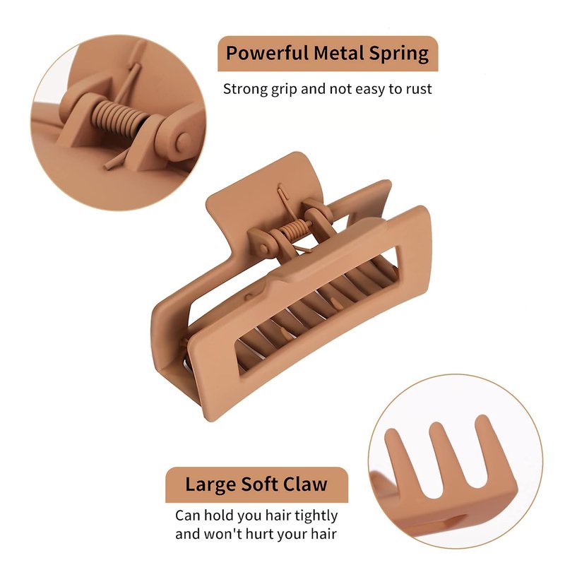 Skiennix Matte Square Claw Hair Clips - 6pcs Set for Versatile Styling of Thick & Thin Hair