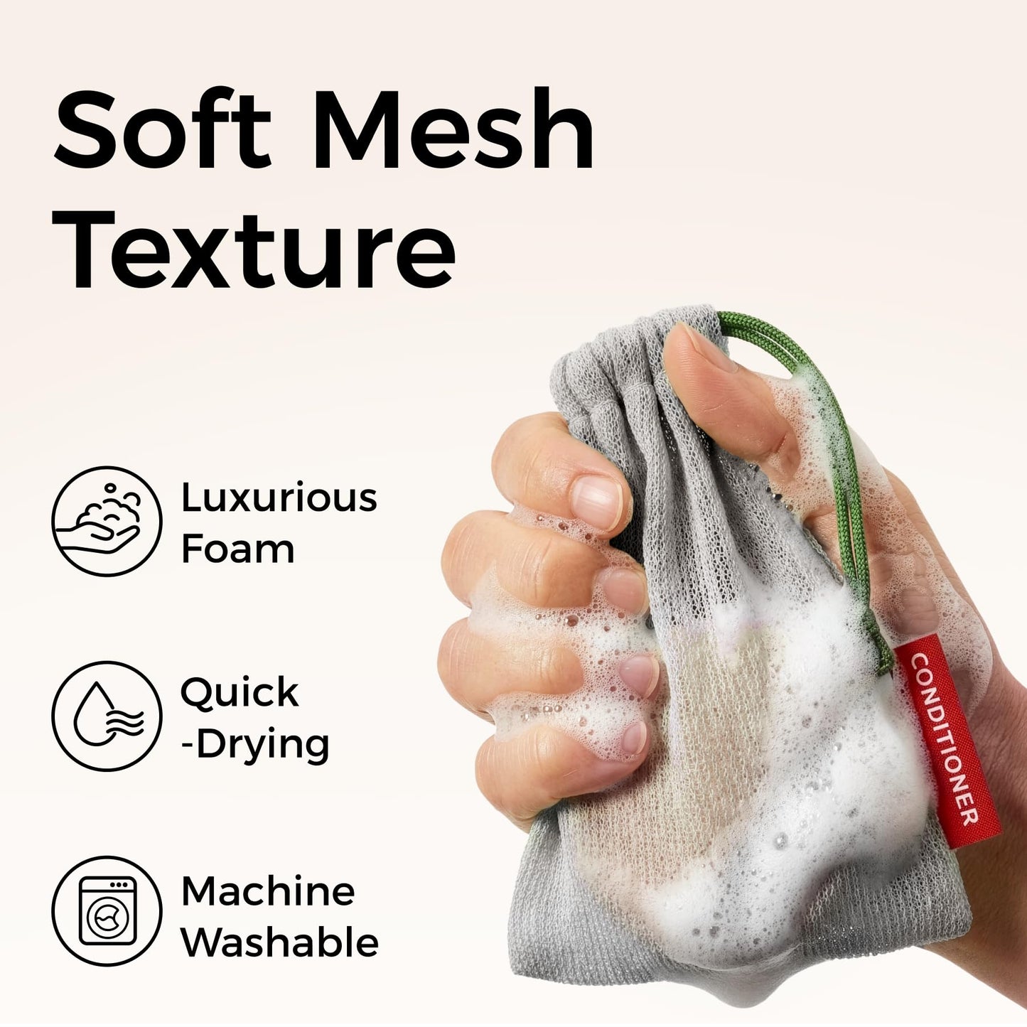 ZOMCHI Mesh Soap Saver Bags, Soap Holder Pouch for Shower, Body & Shampoo Bars, Travel Pouch Bag with Hanging Loop (3 Pack, Gray)
