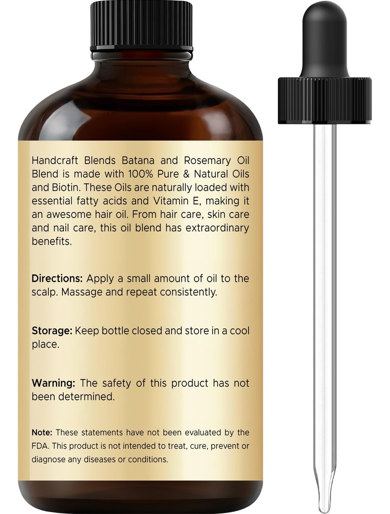 Batana & Rosemary Hair Oil – 2 Fl Oz – Scalp Treatment & Strengthening for Thinning, Dry Scalp, Split Ends – Natural Hair Oil for Women & Men – Intensive Repair & Nourishing Formula