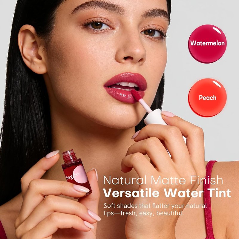 bayfree Lip Tint Stain Set, 2 PCS Korean Water Tint Lightweight Non-sticky, Waterproof Long Lasting Liquid Blush & Lip Stain, Transfer-Proof, Matte Finish Lip Color Makeup (juicy)