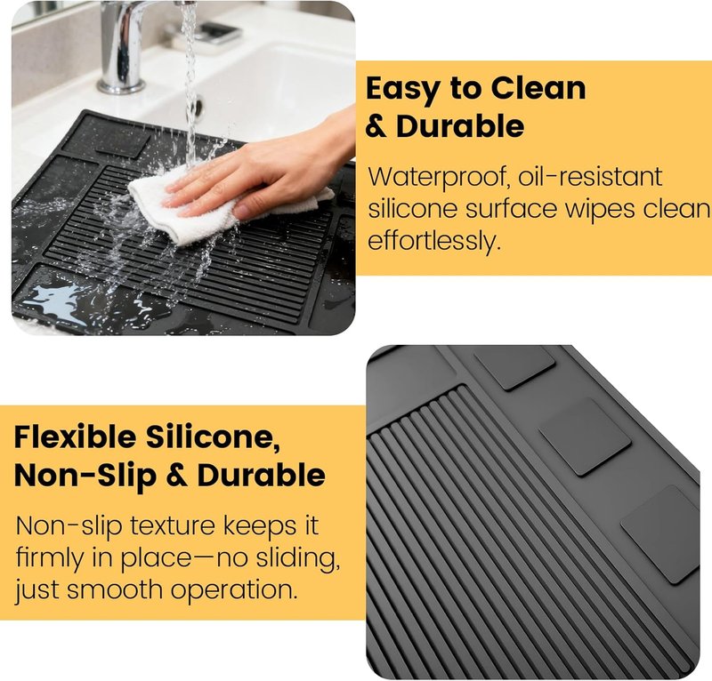 Magnetic Barber Mat - Professional 4-Slot Tool Organizer with Strong Magnet & Non-Slip Silicone