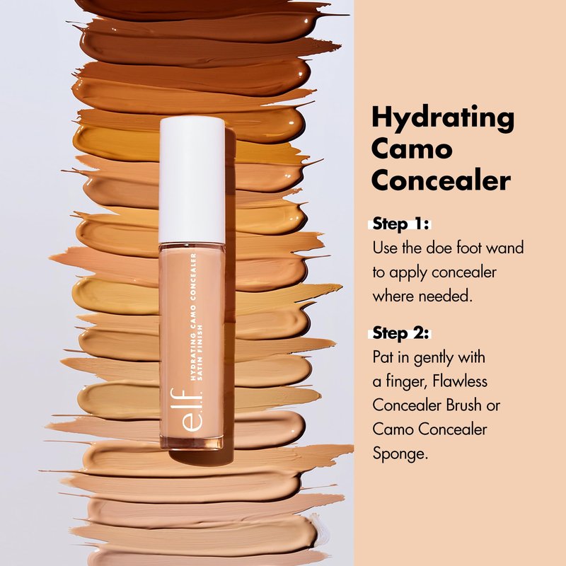 e.l.f. Hydrating Camo Concealer, Covers Blemishes & Under-Eye Circles, Full-Coverage & Delivers A Satin Finish, Vegan & Cruelty-Free, Deep Cinnamon