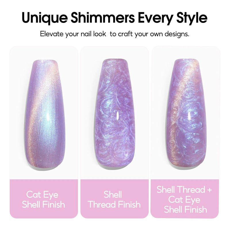 PEACECOLOR Cat Eye Gel Nail Polish Magnetic Shimmer Pearl Nail Polish with Magnet 6 Colors Spring Cateye Gel Polish Iridescent Chrome Mermaid Drawing Swirl Shell Thread Effect Gifts for Women