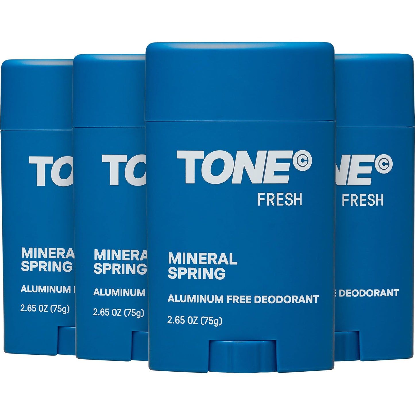 TONE Aluminum Free Deodorant for Men & Women, Fresh, Paraben Free Formula with up to 48-Hour Odor Protection, Dermatologist-Tested, 2.65 oz (4 Pack)