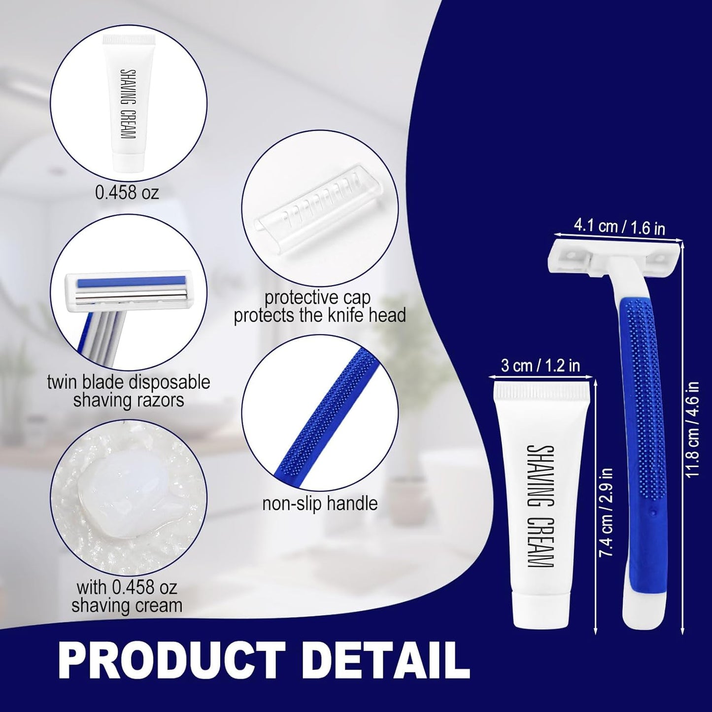 Twin Blade Disposable Razors - Individually Wrapped with Safety Cap | Bulk Pack of 50 for Travel, Hotels, and Shelters