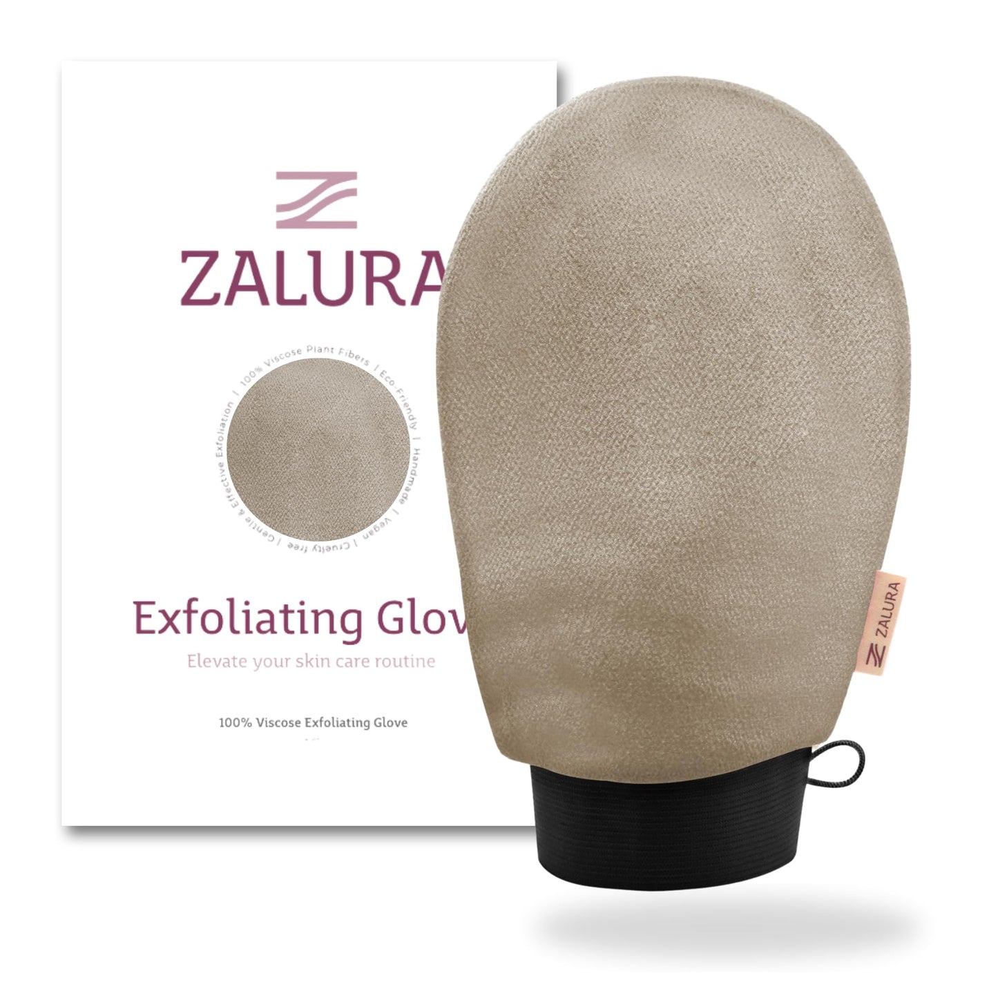ZALURA Exfoliating Glove - Skin Exfoliating Body Scrubber for Shower & Bath - 100% Viscose Plant Fibers - Deep Exfoliating Mitt & Scrubber for Women & Men, Spray Tan & Dead Skin Remover - 1-Glove