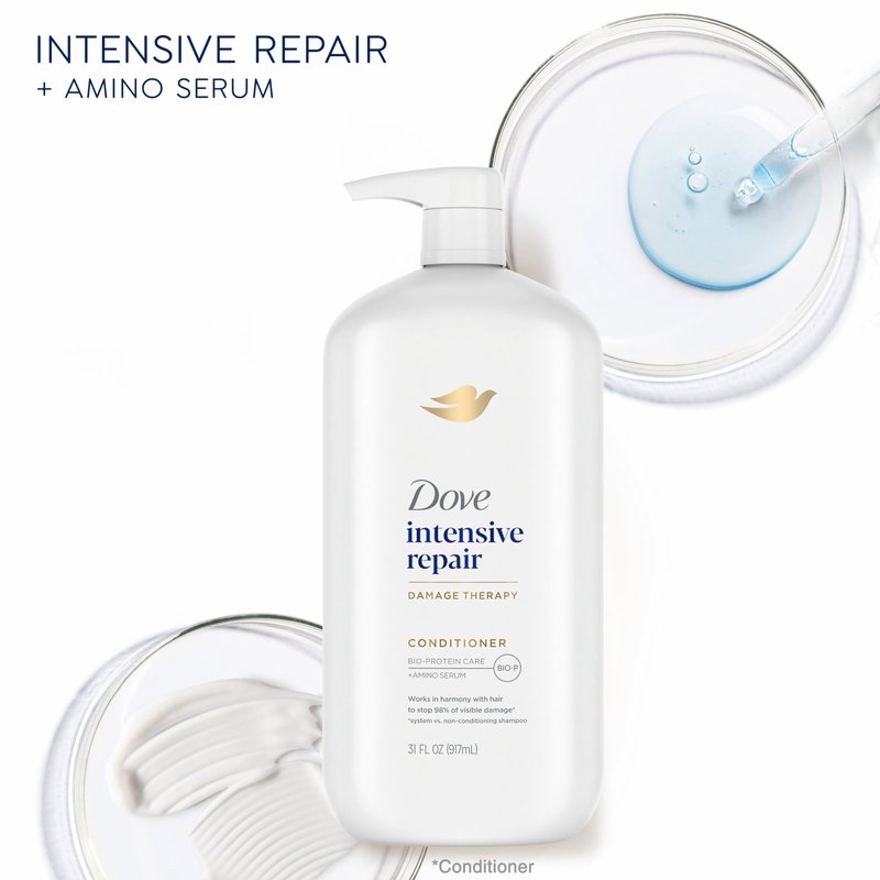 Dove Conditioner Intensive Repair Pack of 4 for Damaged Hair Conditioner with Bio-Restore Complex 31 oz