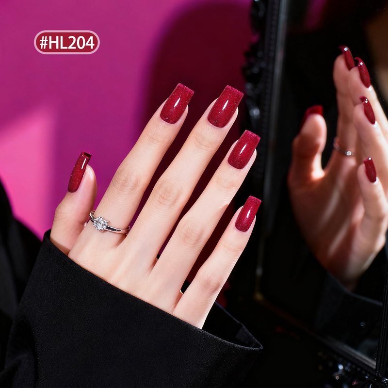OpenLive Reflective Nail Polish 12 Colors With Base Coat and Top Coat Glitter Red Bule Purple Green Nail Polish Set Quick Dry Sparkle Winter Manicure Long Lasting for Holiday Gift Giving 5ML