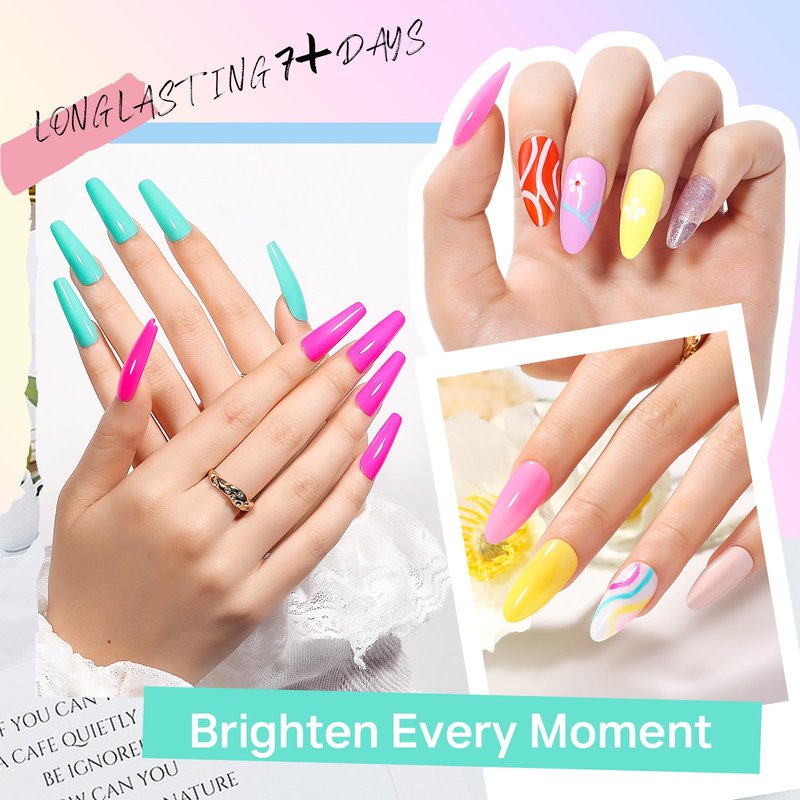 MIZHSE Quick Dry Nail Polish Set, 24 Colors Spring Summer Regular Nail Polish Non Gel, Air Drying Fast Neon Trendy Glitter Bulk Nail Lacquer Oil-based Long Lasting Home DIY Gift for Women